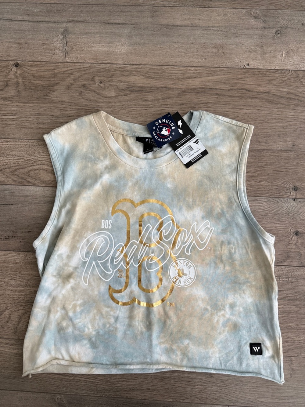 MLB Boston Red Sox Tie-Dye Crop Tank - Blue & Cream